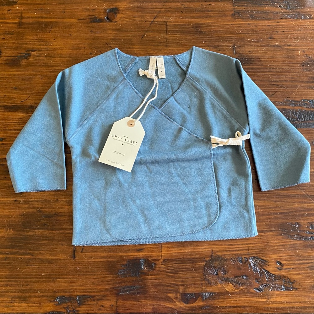 NWT Gray Label‎ Crossover Top Tie Enclosure In Blue Baby Size 6-9 Months